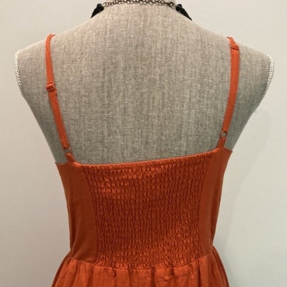 Linen Tank Maxi Dress Orange dress with button front nwt - Picture 9 of 15